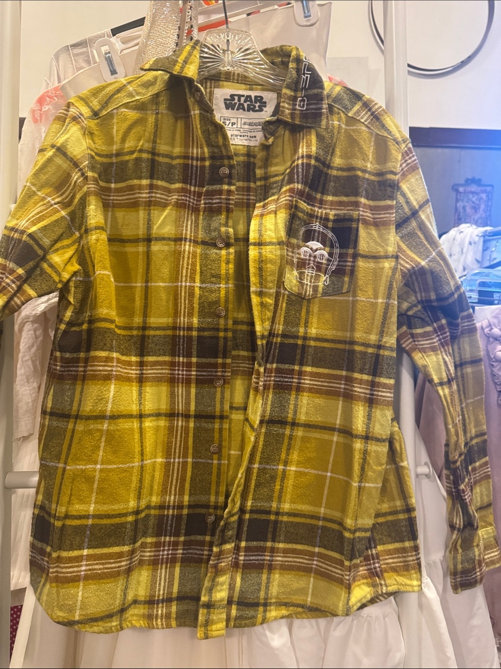 Star Wars x Cake Worthy Yellow Plaid Button-Down Shirt with Chest Patch